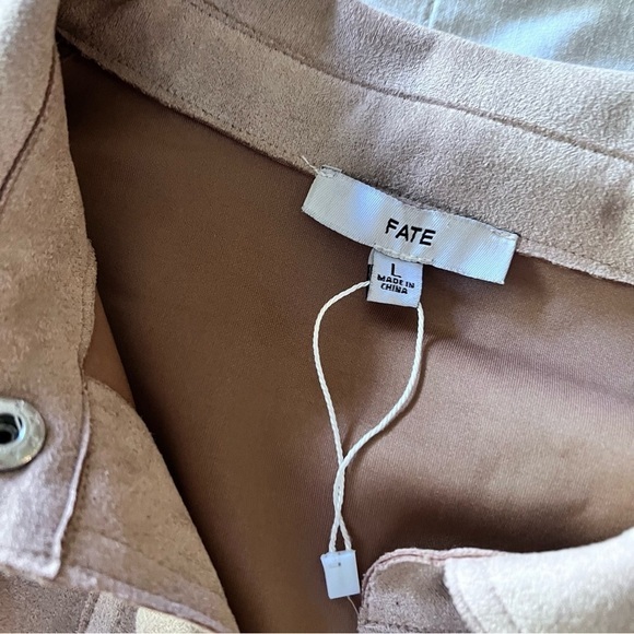 FATE Faux-Suede BUTTON DOWN SHIRT‎ Shacket - Picture 3 of 5